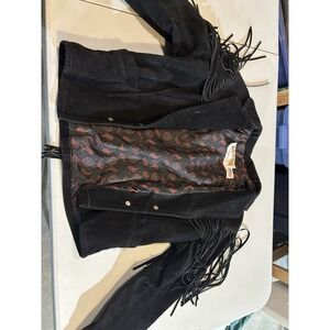 Womens Vintage Schott NYC Western‎ Fringed Suede Leather Jacket Size 12